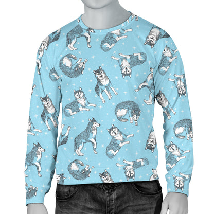 Wolf Design Print Pattern Men Long Sleeve Sweatshirt