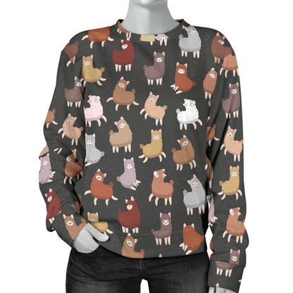 Alpaca Cute Design Themed Print Women Long Sleeve Sweatshirt