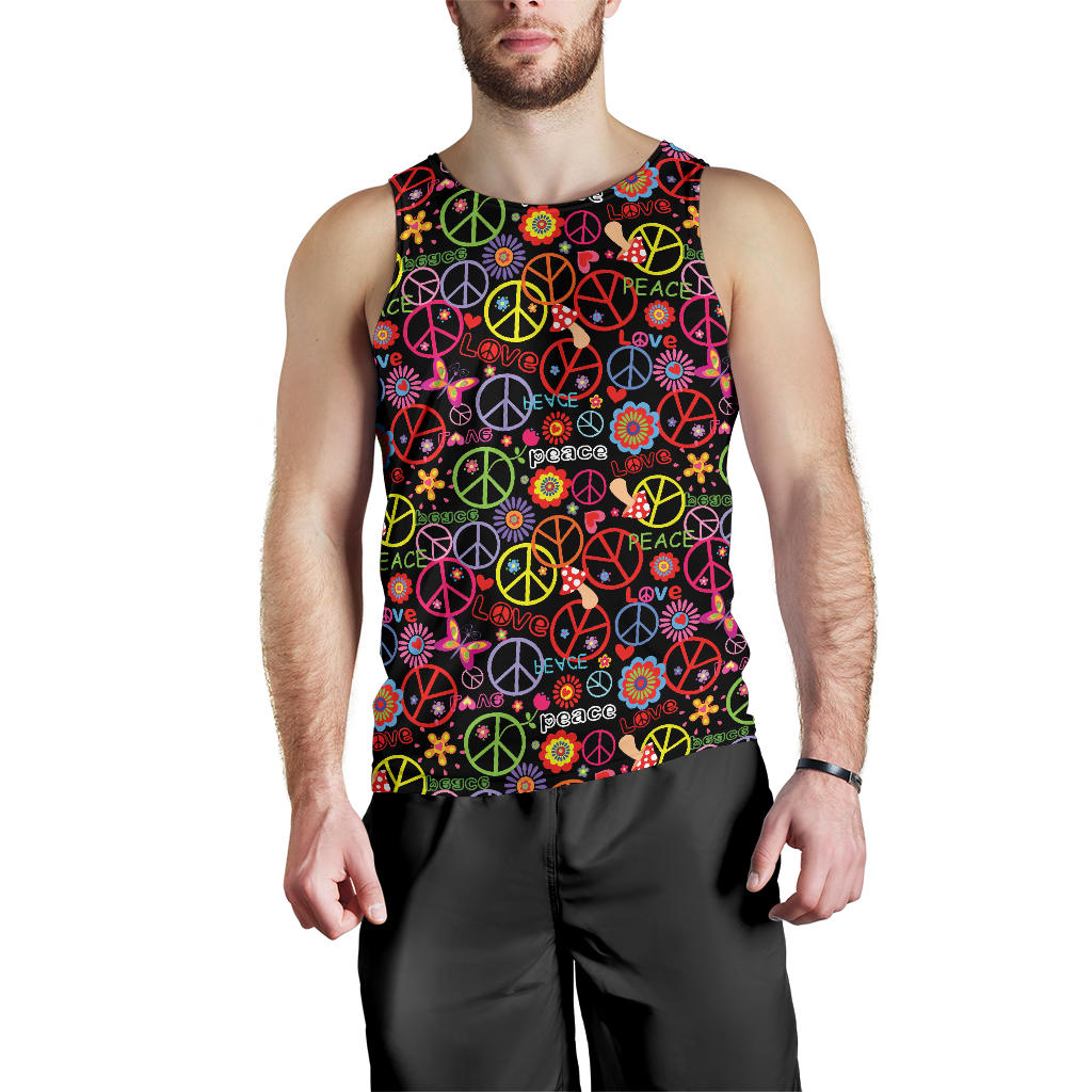 Peace Sign Colorful Design Print Men Tank Top