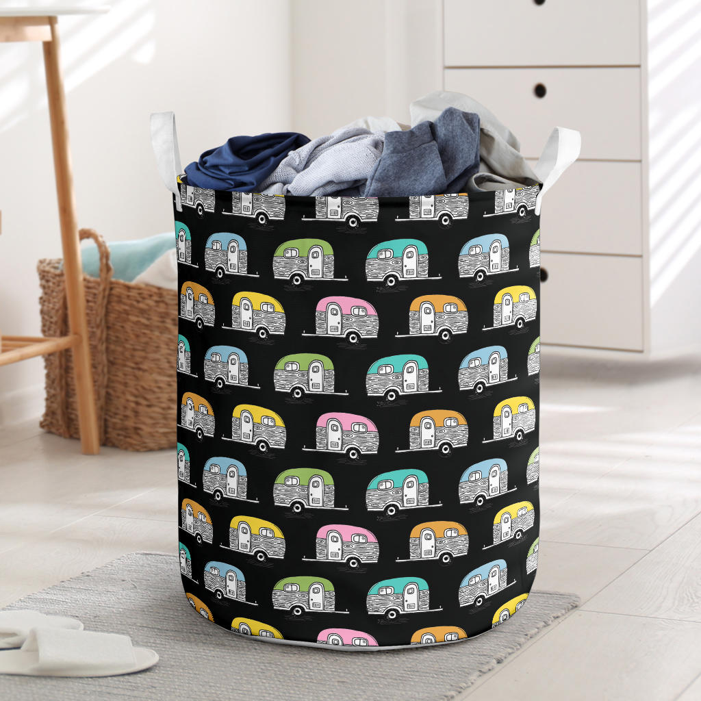 Camper Pattern Camping Themed No 2 Print Laundry Basket