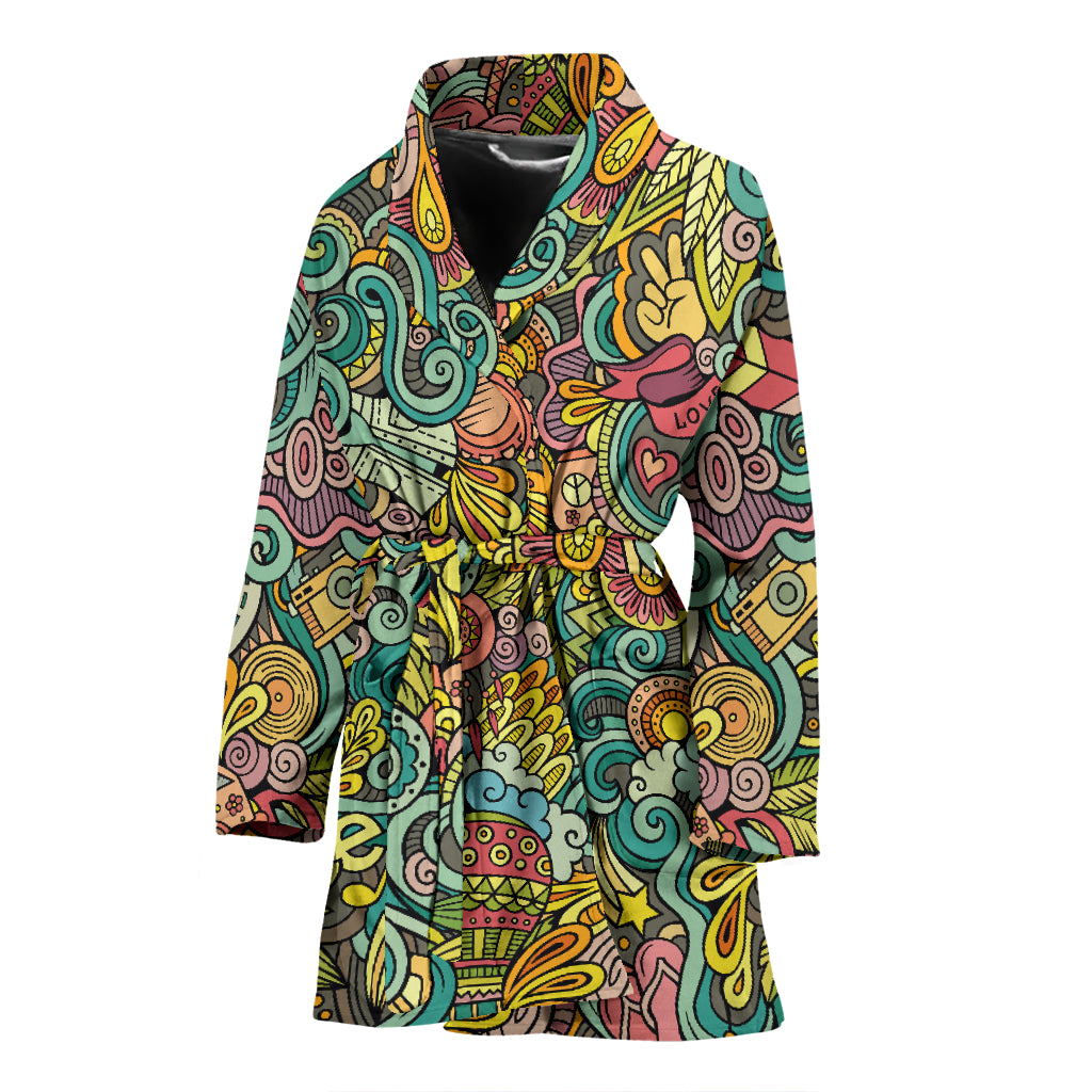 Hippie Print Design LKS302 Women Bathrobe