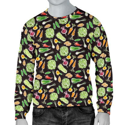 Vegan Draw Themed Design Print Men Long Sleeve Sweatshirt