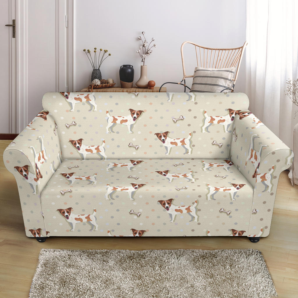 Russell Terriers With Bone Print Design LKS302 Loveseat Couch Slipcover