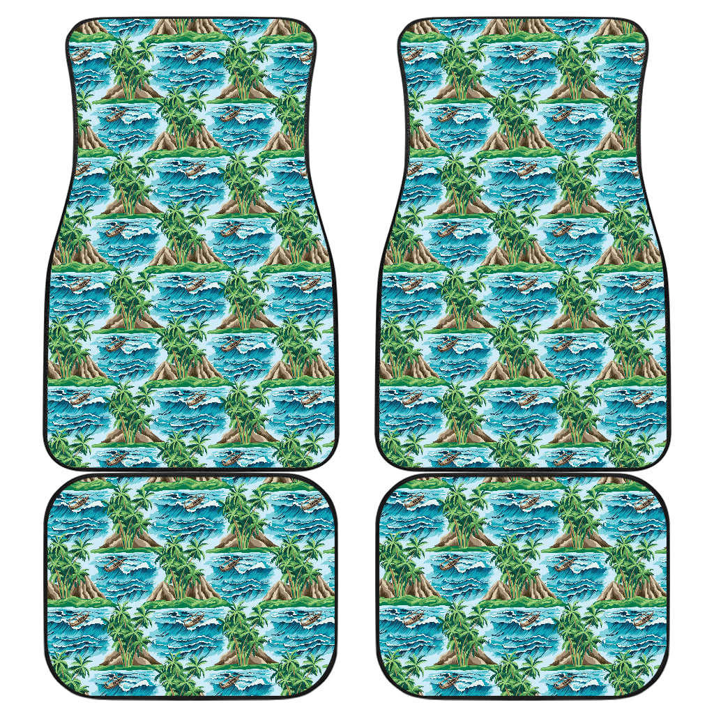 Palm Tree Hawaiian Themed Design Print Car Floor Mats Front Back