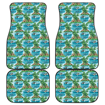 Palm Tree Hawaiian Themed Design Print Car Floor Mats Front Back