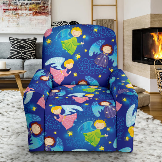 Angel Little Pattern Print Design 02 Recliner Slipcover with Pocket