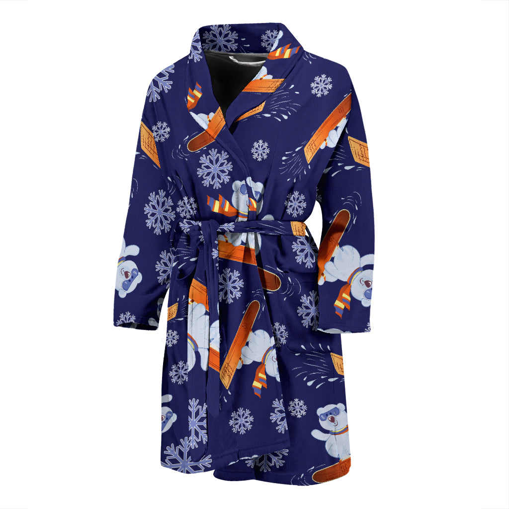 Snowboard Bear Print Design LKS305 Men Bathrobe