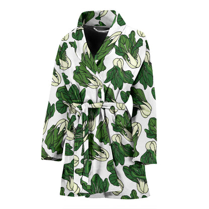 Bok Choy Pattern Print Design 02 Women Bathrobe