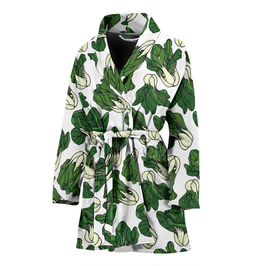Bok Choy Pattern Print Design 02 Women Bathrobe