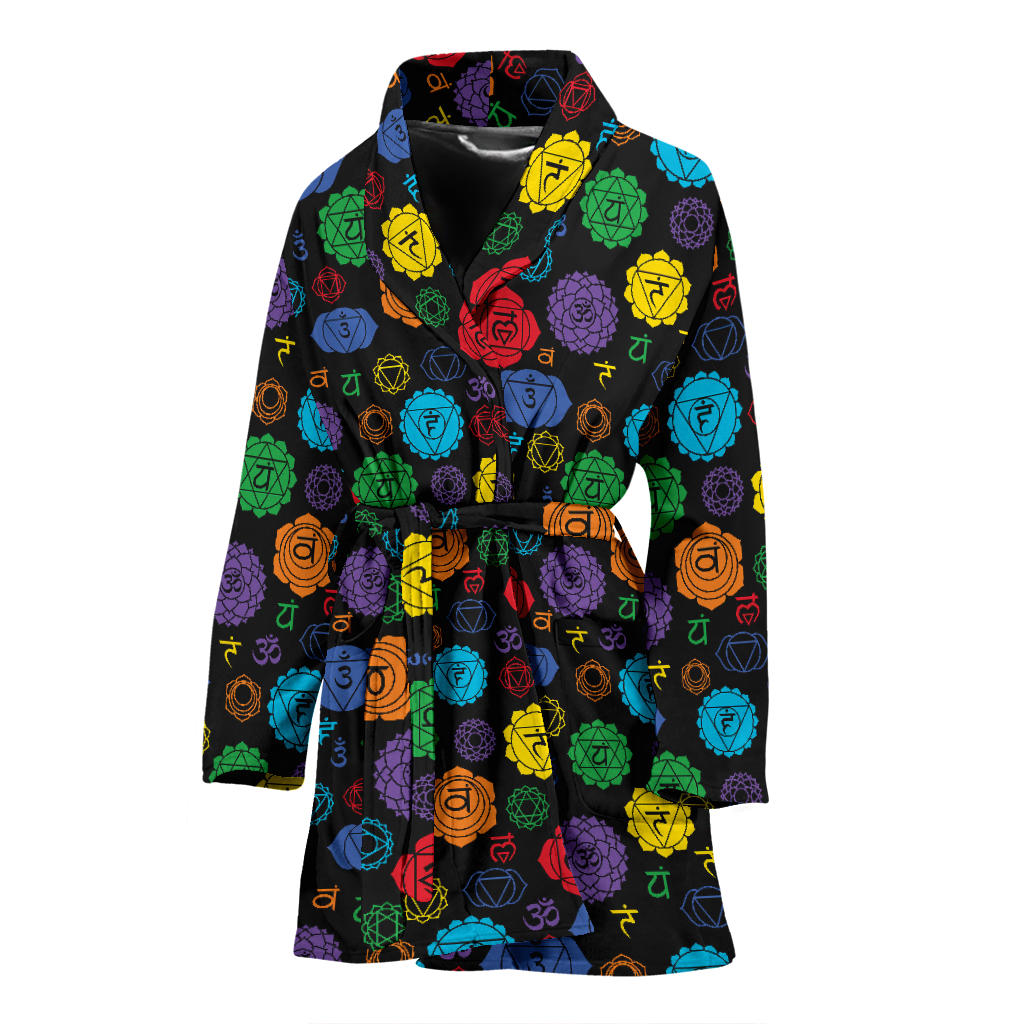 Chakra Pattern Print Design 01 Women Bathrobe