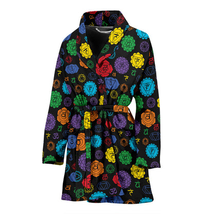Chakra Pattern Print Design 01 Women Bathrobe