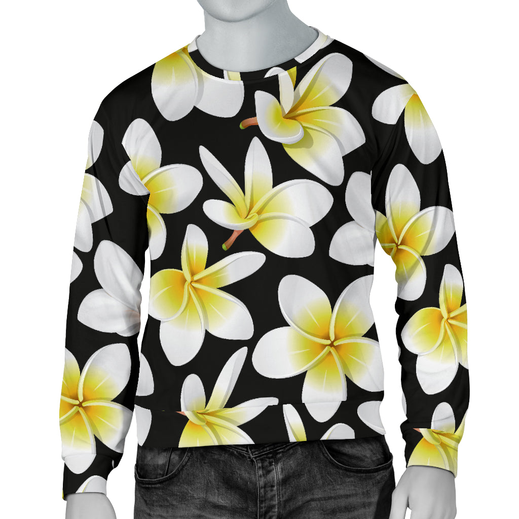 Yellow Plumeria Hawaiian Flowers Men Long Sleeve Sweatshirt
