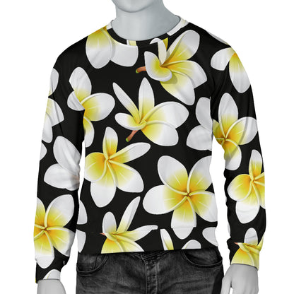 Yellow Plumeria Hawaiian Flowers Men Long Sleeve Sweatshirt