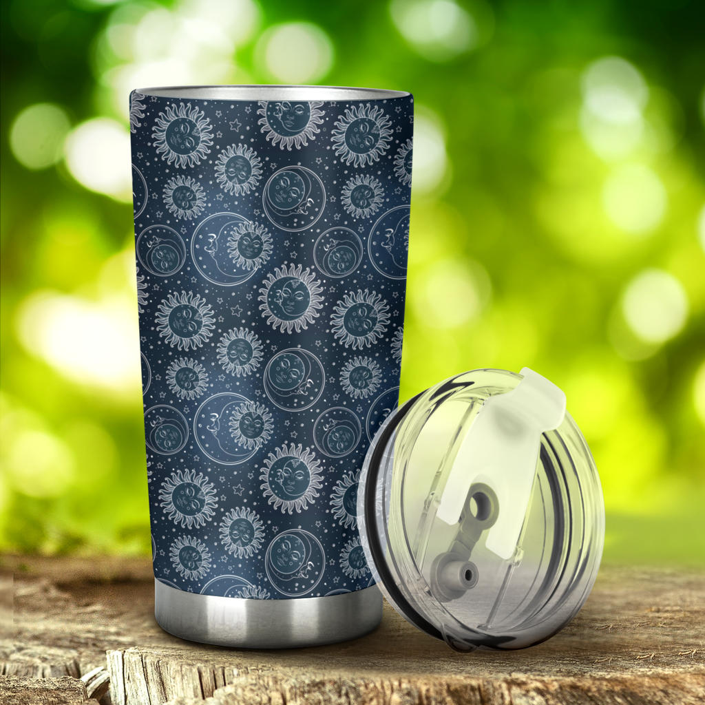 Sun Moon Tattoo Design Themed Print Tumbler