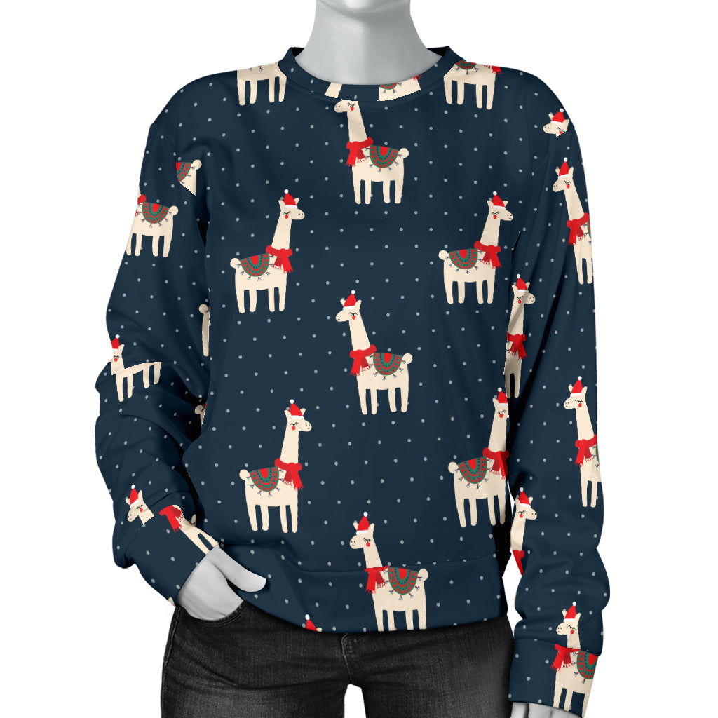 Llama with Polka Dot Themed Print Women Long Sleeve Sweatshirt