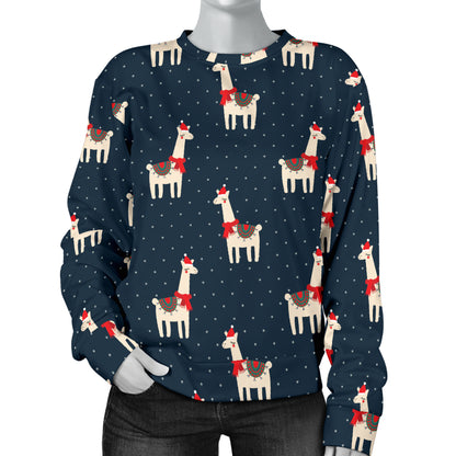 Llama with Polka Dot Themed Print Women Long Sleeve Sweatshirt