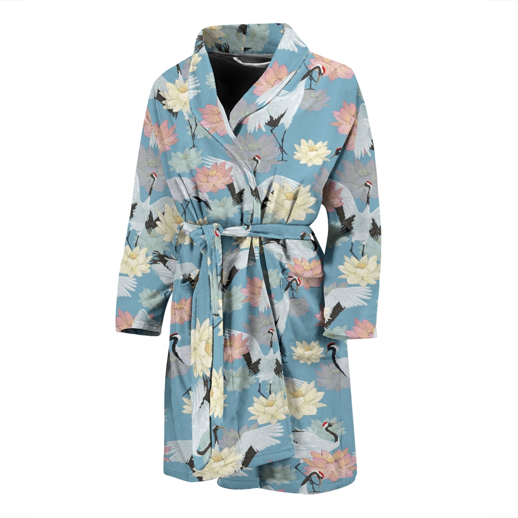 Water Lily Print Design LKS304 Men Bathrobe