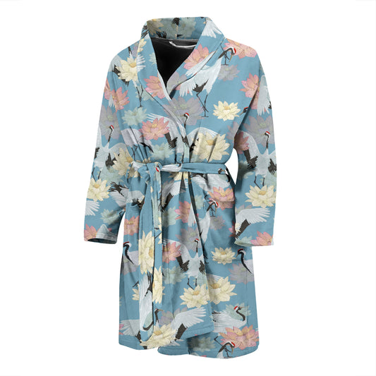 Water Lily Print Design LKS304 Men Bathrobe