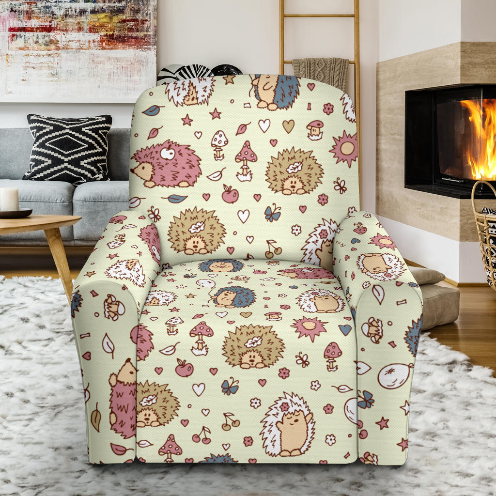 Hedgehog Cute Pattern Print Design 01 Recliner Slipcover with Pocket