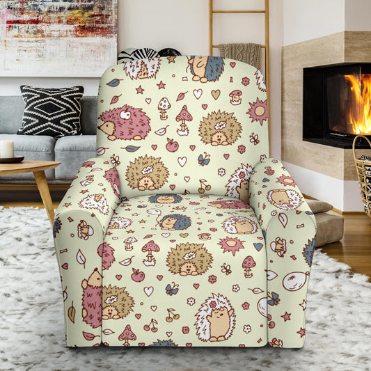 Hedgehog Cute Pattern Print Design 01 Recliner Slipcover with Pocket