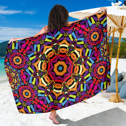 Kaleidoscope Pattern Print Design 01 Sarong Pareo Wrap