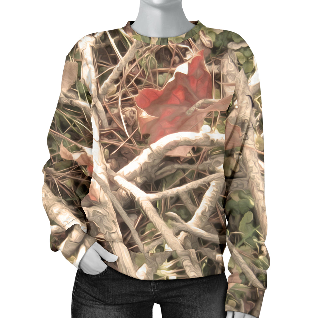 Camouflage Realistic Tree Authumn Print Women Long Sleeve Sweatshirt