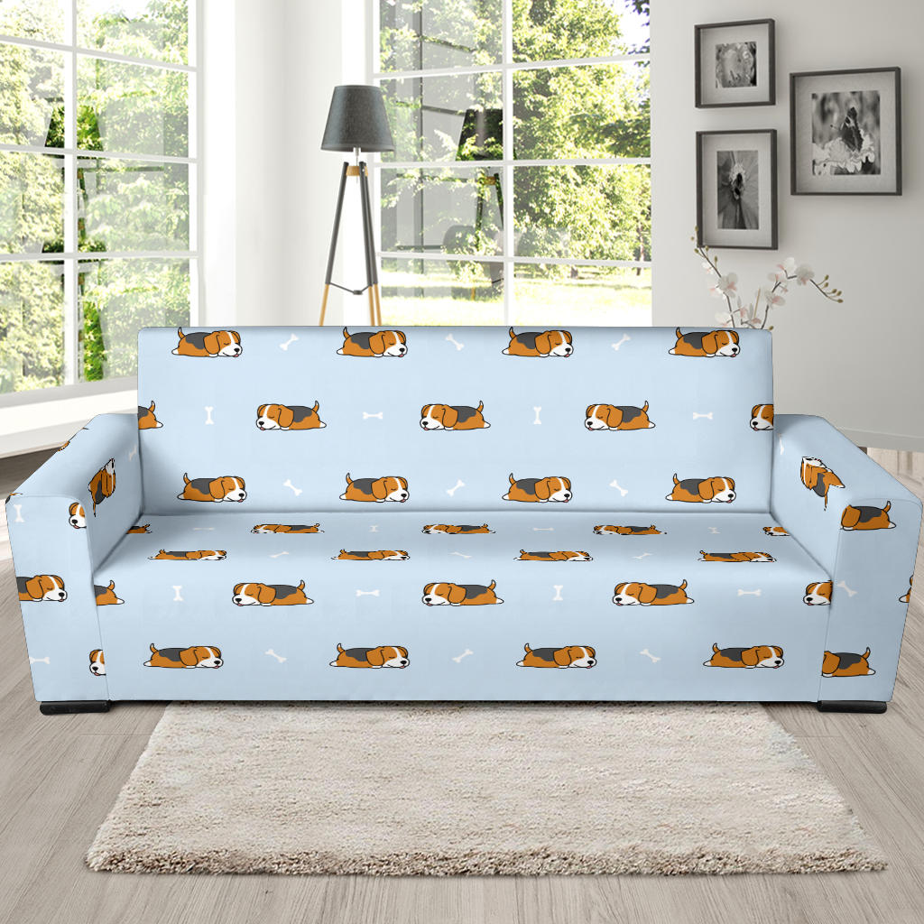 Beagle Pattern Print Design 06 Sofa Slipcover