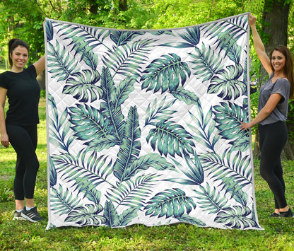 Pattern Tropical Palm Leaves Quilt Bedspread