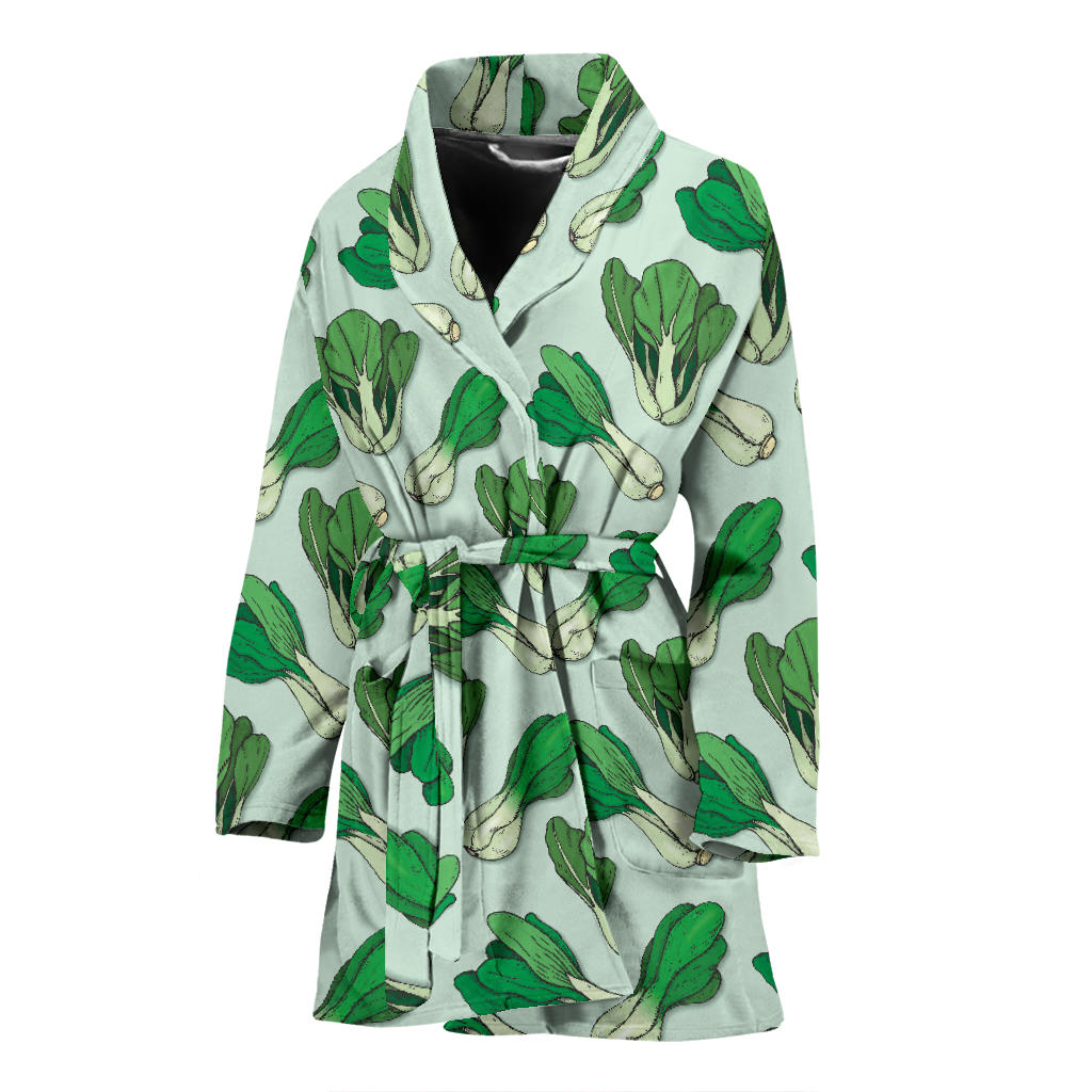 Bok Choy Pattern Print Design 01 Women Bathrobe