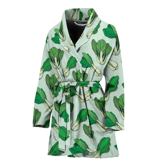 Bok Choy Pattern Print Design 01 Women Bathrobe