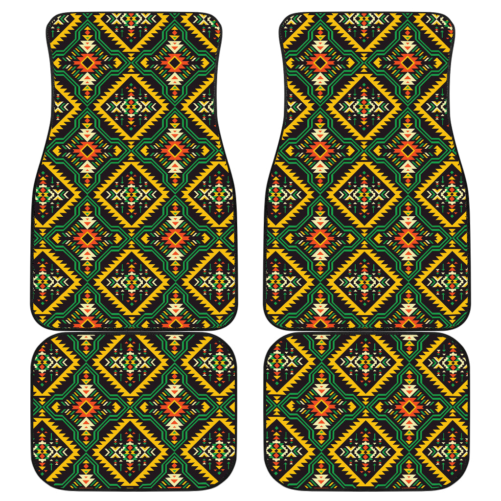 Kente Green Design African Print Car Floor Mats Front Back