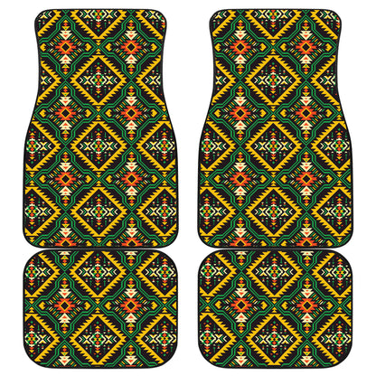 Kente Green Design African Print Car Floor Mats Front Back