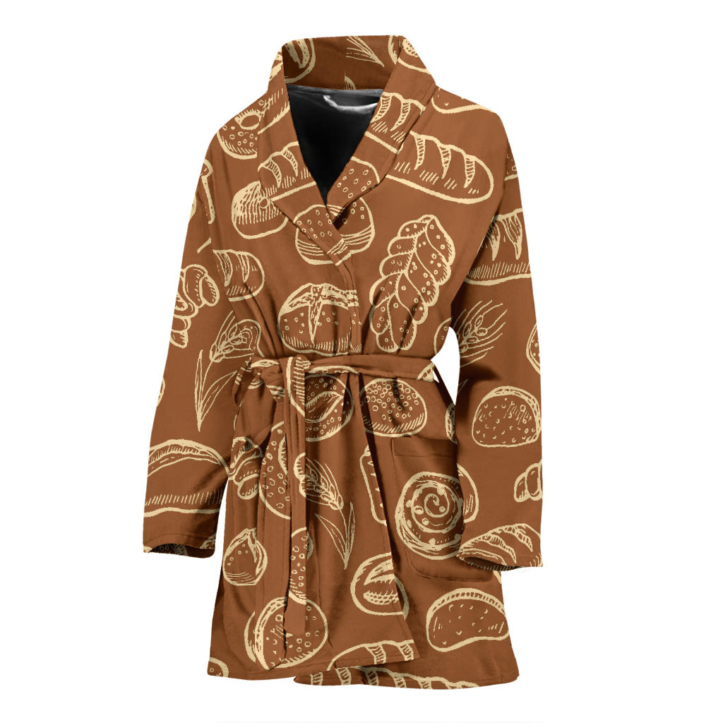 Bread Pattern Print Design 03 Women Bathrobe