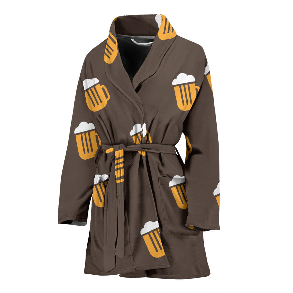 Beer Pattern Print Design 01 Women Bathrobe