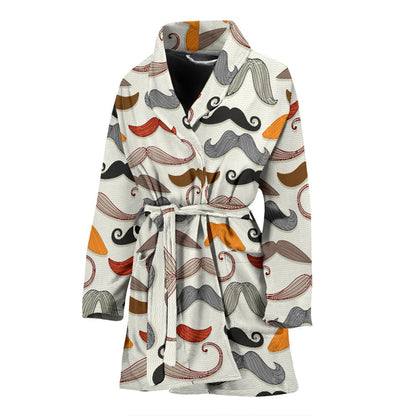 Mustache Pattern Print Design A02 Women Bathrobe