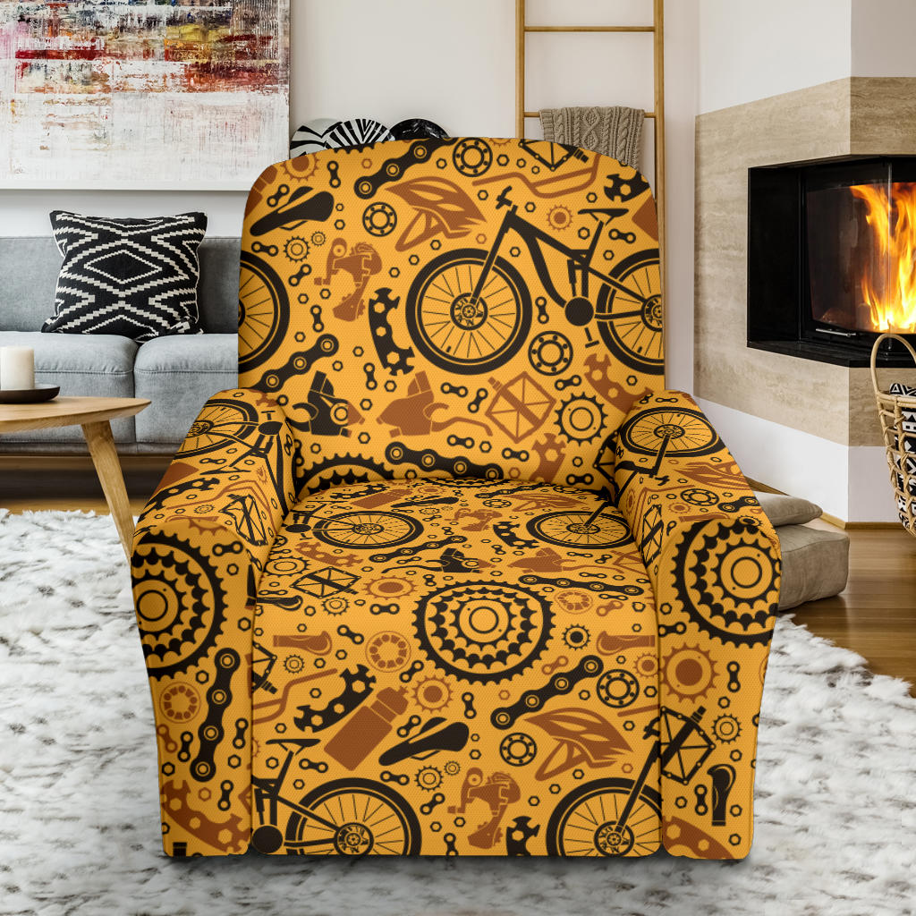 Mountain bike Pattern Print Design 03 Recliner Slipcover with Pocket