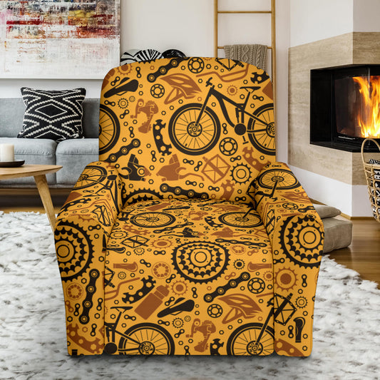 Mountain bike Pattern Print Design 03 Recliner Slipcover with Pocket