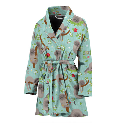 Sloth Print Design LKS305 Women Bathrobe