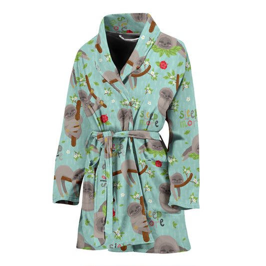 Sloth Print Design LKS305 Women Bathrobe