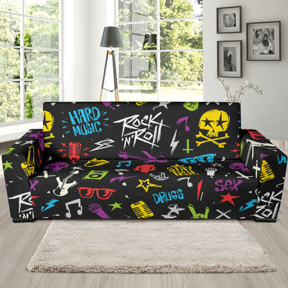 Rock and Roll Pattern Print Design A02 Sofa Slipcover