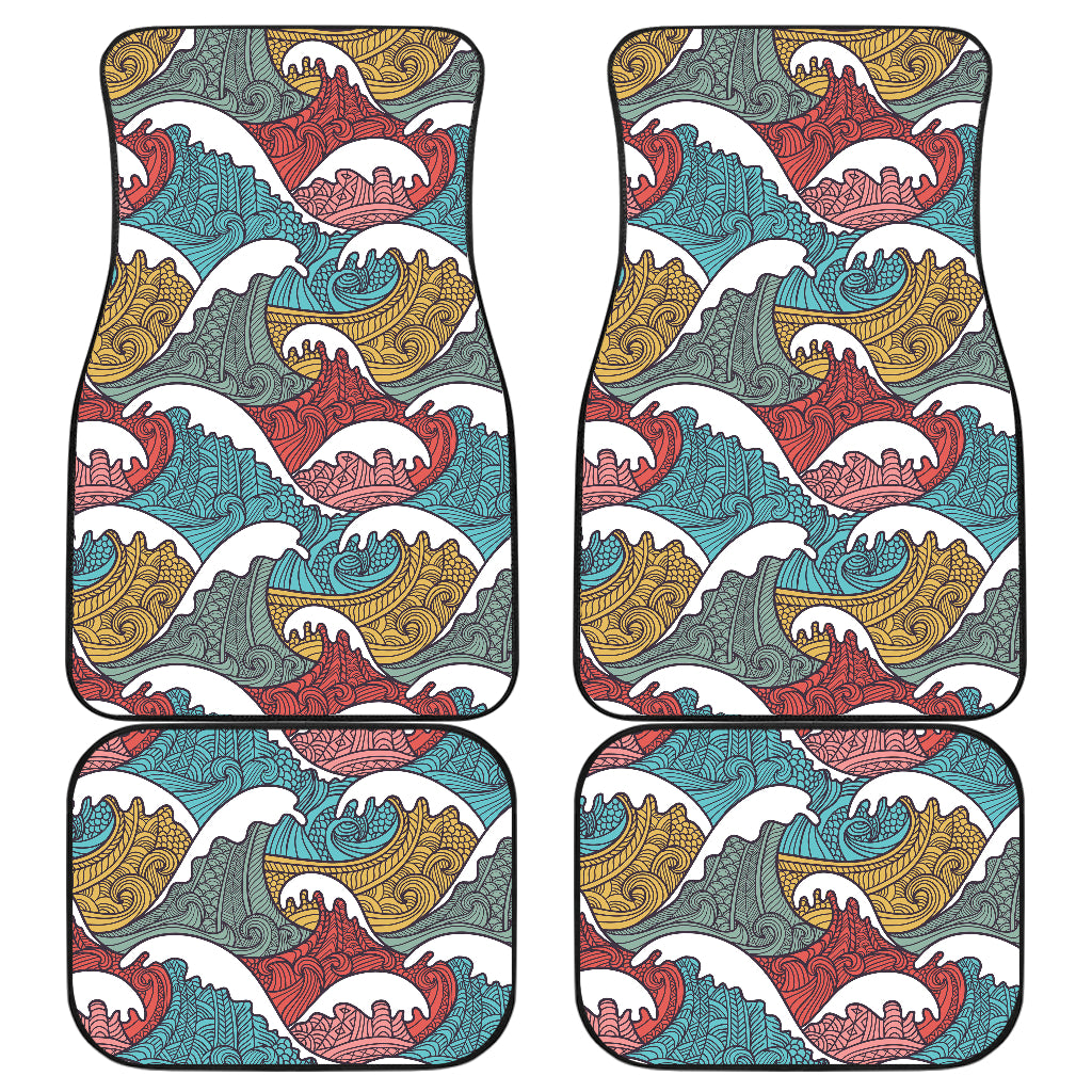 Tribal Wave Pattern Print Car Floor Mats Front Back