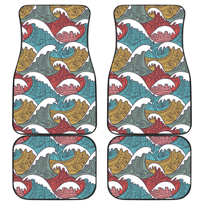 Tribal Wave Pattern Print Car Floor Mats Front Back