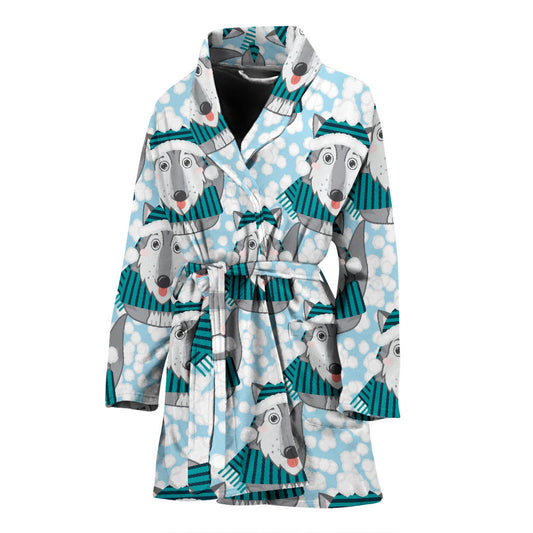 Alaskan Malamute Pattern Print Design 01 Women Bathrobe