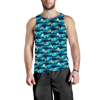 Beach Wave Design Print Men Tank Top