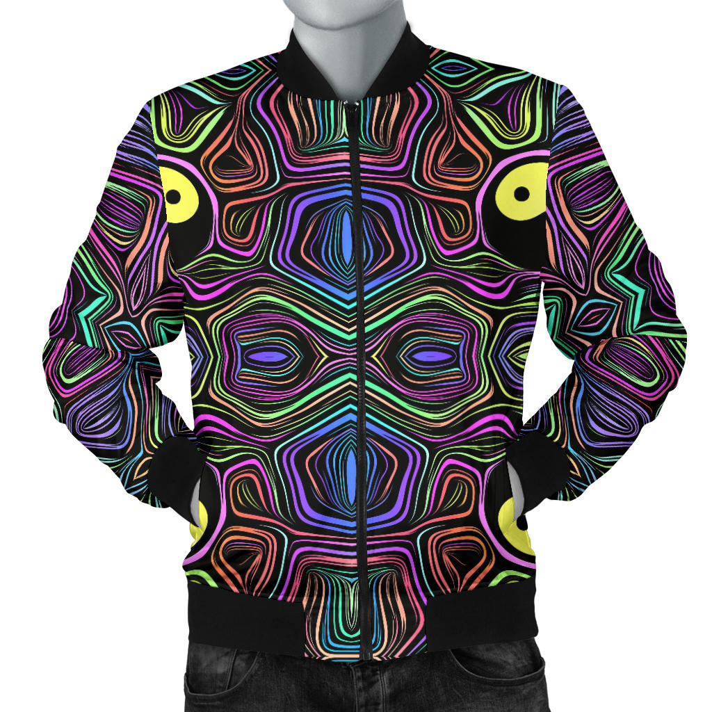 Yin Yang Neon Color Design Print Men Bomber Jacket