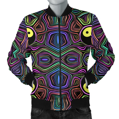 Yin Yang Neon Color Design Print Men Bomber Jacket