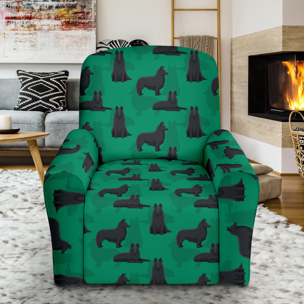 Belgian Sheepdog Pattern Print Design 01 Recliner Slipcover with Pocket