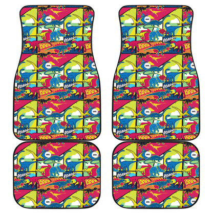 Dinosaur Comic Pop Art Style Car Floor Mats Front Back