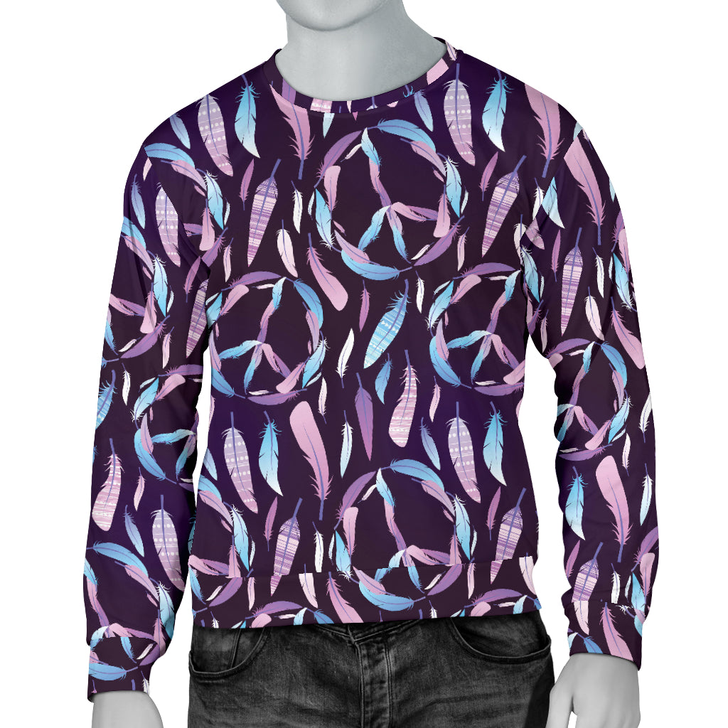 Peace Sign Feather Design Print Men Long Sleeve Sweatshirt