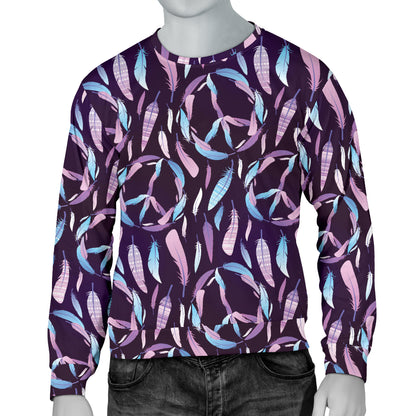 Peace Sign Feather Design Print Men Long Sleeve Sweatshirt